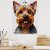 Expressive CloseUp Yorkshire Terrier Dog Portrait Poster (Küche)