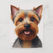 Expressive CloseUp Yorkshire Terrier Dog Portrait Postkarte (Vorderseite)