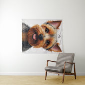 Expressive CloseUp Yorkshire Terrier Dog Portrait Wandteppich (Beispiel (Horizontal))