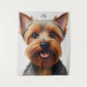 Expressive CloseUp Yorkshire Terrier Dog Portrait Wandteppich (Vorderseite)