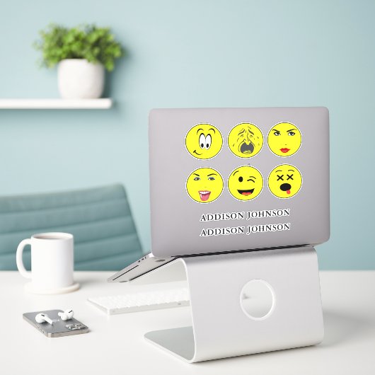 Expressive Emoji Gesichter Funny 6 Gesichter trage Aufkleber (Laptop auf Schreibtisch)