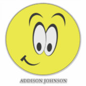 Expressive Emoji lächelnd gelbes Gesicht Name 14" Aufkleber (Vorderseite)