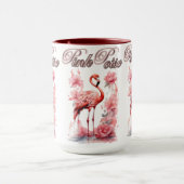 Expressive Flamingo | Wasserfarbe & florale Kunst Tasse (Zentrum)