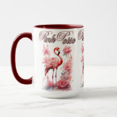 Expressive Flamingo | Wasserfarbe & florale Kunst Tasse (Links)