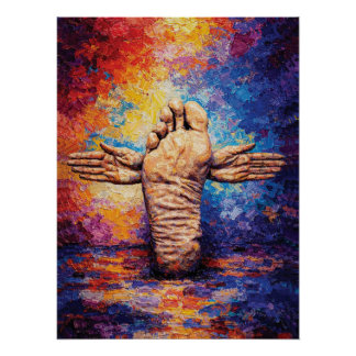 Expressive Foot with Arms Outstretched Vibrant  Poster