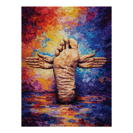 Expressive Foot with Arms Outstretched Vibrant Poster (Vorderseite)