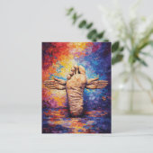 Expressive Foot with Arms Outstretched Vibrant Postkarte (Stehend Vorderseite)