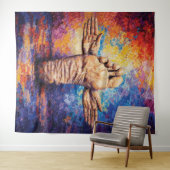 Expressive Foot with Arms Outstretched Vibrant Wandteppich (Beispiel (Horizontal))