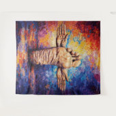 Expressive Foot with Arms Outstretched Vibrant  Wandteppich (Vorderseite (Horizontal))