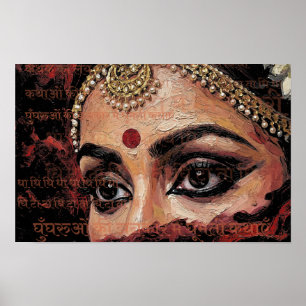 Expressive Kathak-Tänzerin Augen Kultur Wandkunst Poster