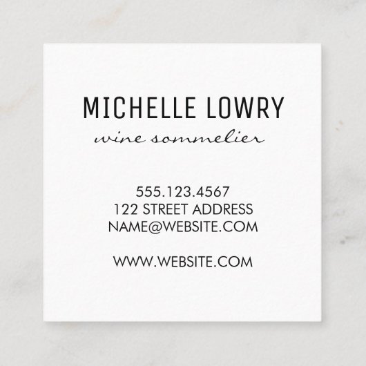 Expressive Pinselstriche Textur Vino Wein Quadratische Visitenkarte (Rückseite)