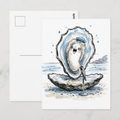 Expressive singende Auster, die in mariner Tinte a Postkarte (Vorne/Hinten)