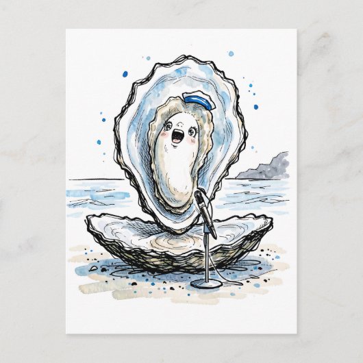 Expressive singende Auster, die in mariner Tinte a Postkarte (Vorderseite)