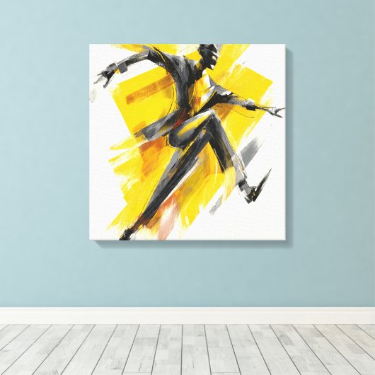 Expressive Yellow Dancer Sketch Art Canvas Wall  Leinwanddruck (Insitu (Holzboden))