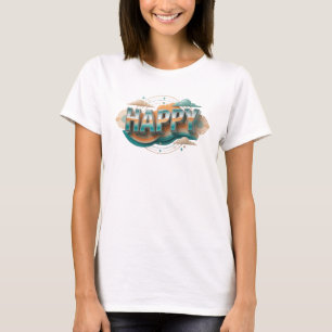 Expressiver HAPPY Mode-Druck T-Shirt