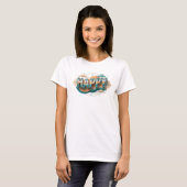 Expressiver HAPPY Mode-Druck T-Shirt (Vorne ganz)