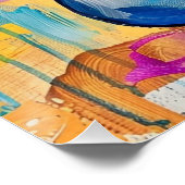 Expressives Blau-Porträt-Acrylgemälde Poster (Ecke)