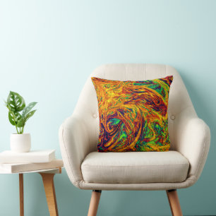 Expressives Farbmuster mit leuchtenden Farben Kissen