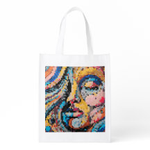 Expressives, pixeliges Gesicht in lebendigen Farbe