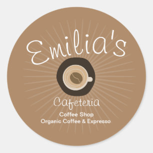 Expresso-Café handgezeichnetes Logo Runder Aufkleber