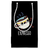 Expresso Funny Running Coffee Pun Dark BG Kleine Geschenktüte (Vorderseite)