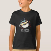 Expresso Funny Running Coffee Pun Dark BG T-Shirt (Vorderseite)