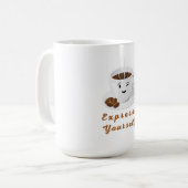Expresso Yourself – Funny Smiling Coffee Tee Kaffeetasse (Vorderseite Links)
