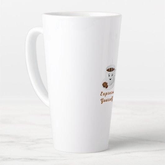 Expresso Yourself – Funny Smiling Coffee Tee Milchtasse (Linke Ecke)
