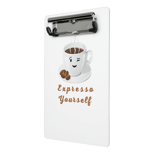 Expresso Yourself – Funny Smiling Coffee Tee Mini Klemmbrett (Gewinkelt2)