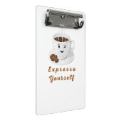 Expresso Yourself – Funny Smiling Coffee Tee Mini Klemmbrett (Schrägansicht)
