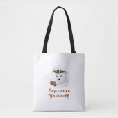 Expresso Yourself – Funny Smiling Coffee Tee Tasche (Vorderseite)