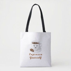 Expresso Yourself – Lustiges Lächelnde Kaffee-T-Sh Tasche