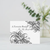Exquisit Barock B&W Brautparty Rezept Karte (Stehend Vorderseite)