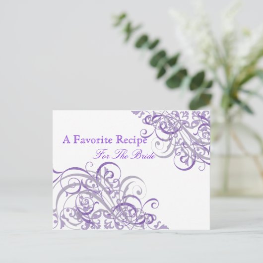Exquisit Barock Lila Brautparty Rezept Karte (Stehend Vorderseite)