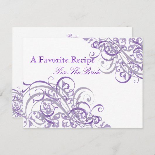 Exquisit Barock Lila Brautparty Rezept Karte (Vorne/Hinten)
