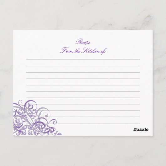 Exquisit Barock Lila Brautparty Rezept Karte (Rückseite)
