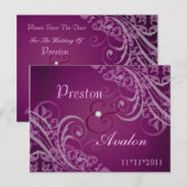 Exquisit Barock Rosa Save the Date Postkarte (Vorne/Hinten)