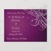 Exquisit Barock Rosa Save the Date Postkarte (Rückseite)