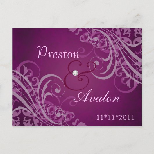 Exquisit Barock Rosa Save the Date Postkarte (Vorderseite)