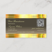 Exquisit Beige Brown Gold Borders Logo QR Code Visitenkarte (Rückseite)