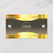 Exquisit Beige Brown Gold Borders Logo QR Code Visitenkarte (Vorderseite)