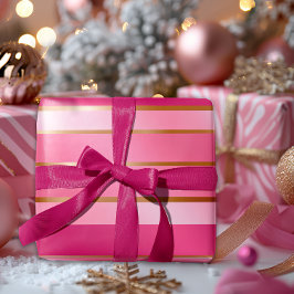 Exquisit Berry Pink und Gold gestreift Geschenkpapier