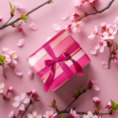 Exquisit Berry Pink und Gold gestreift Geschenkpapier