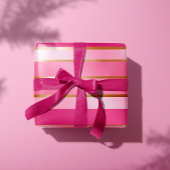 Exquisit Berry Pink und Gold gestreift Geschenkpapier