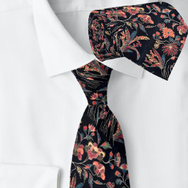 Exquisit florales botanisches Vintages Schwarz Krawatte