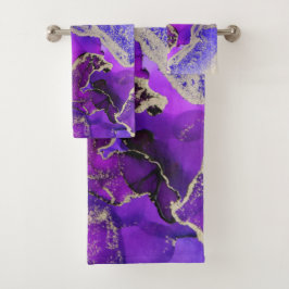 Exquisit Lila Violet Gold Badhandtuch Set