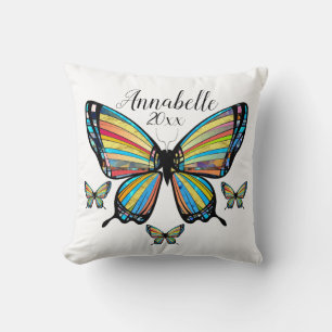 Exquisit Magnificent Rainbow Butterfly Flügel Kissen