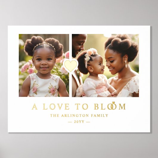 Exquisit Romantisches Goldenes Herz 2 Fotos Famili Foliendrucke (Vorderseite)