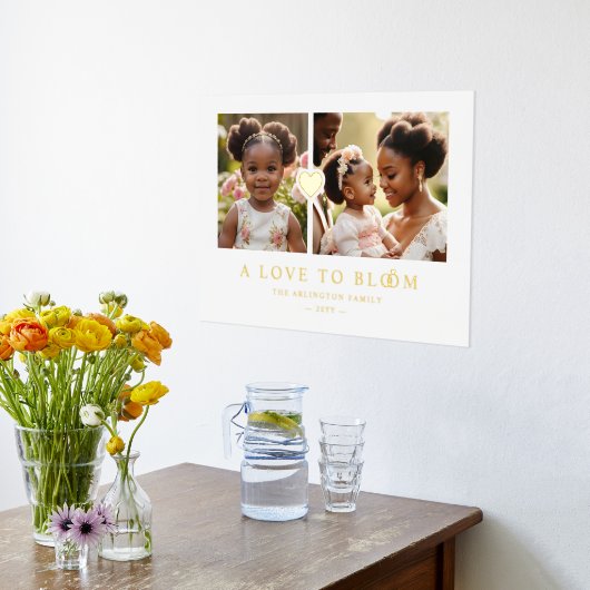 Exquisit Romantisches Goldenes Herz 2 Fotos Famili Foliendrucke (Ablage(Küche))