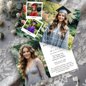 Exquisit Script Collage 4 Fotos Timeline Grad Einladung